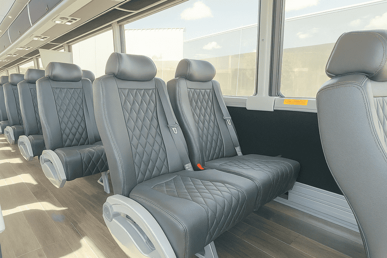 interior of St. Petersburg Shuttle Bus Rentals charter bus